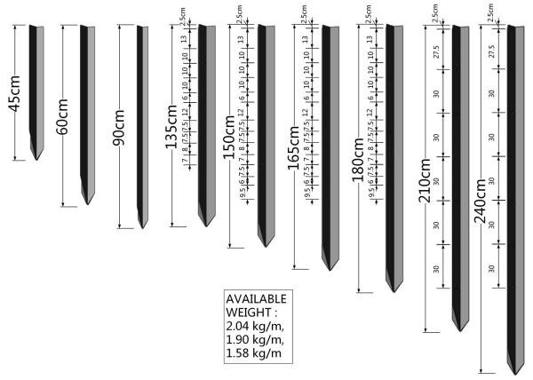 2400mm bituman pinahiran at mainit na isawsaw galvanized star picket 1.58kg bawat metro para sa temp fencing panel