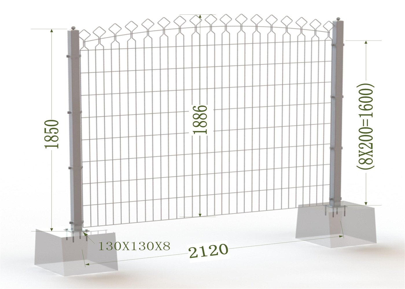 1850mm Twin wire Fence Panels
