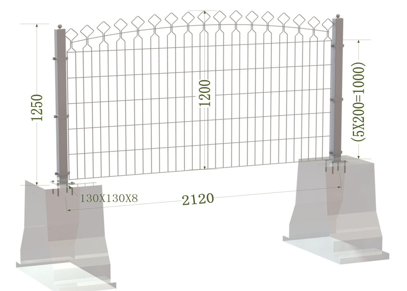 1850mm Twin wire Fence Panels